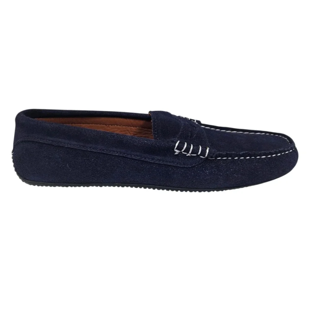 NWOT Quoddy Penny Driver Shoe Navy Blue‎ Suede Leather Slip On Dark Mens 11.5